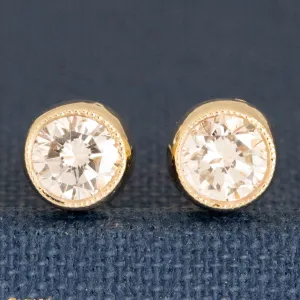 .60ctw Round Brilliant Cut Diamond Bezel Stud Earrings