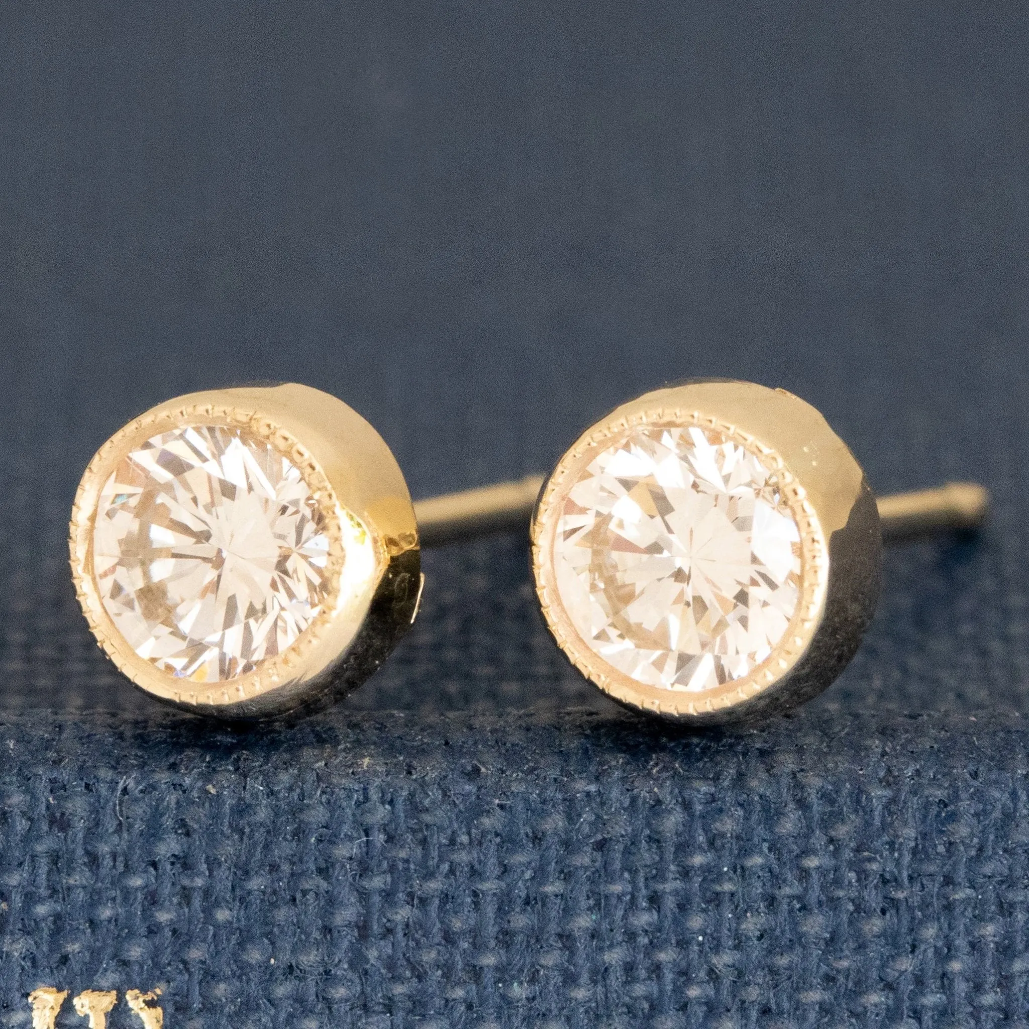 .60ctw Round Brilliant Cut Diamond Bezel Stud Earrings