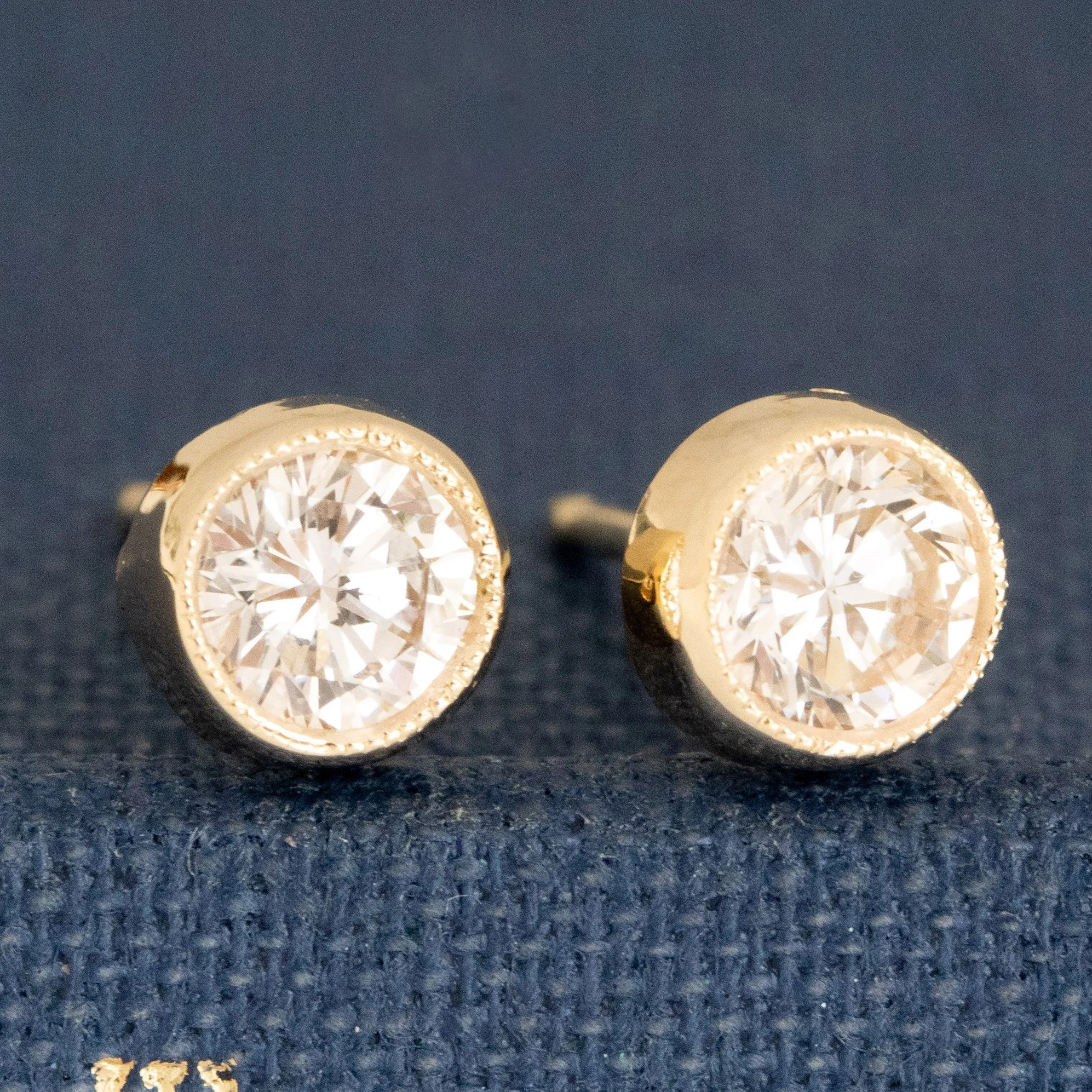 .60ctw Round Brilliant Cut Diamond Bezel Stud Earrings