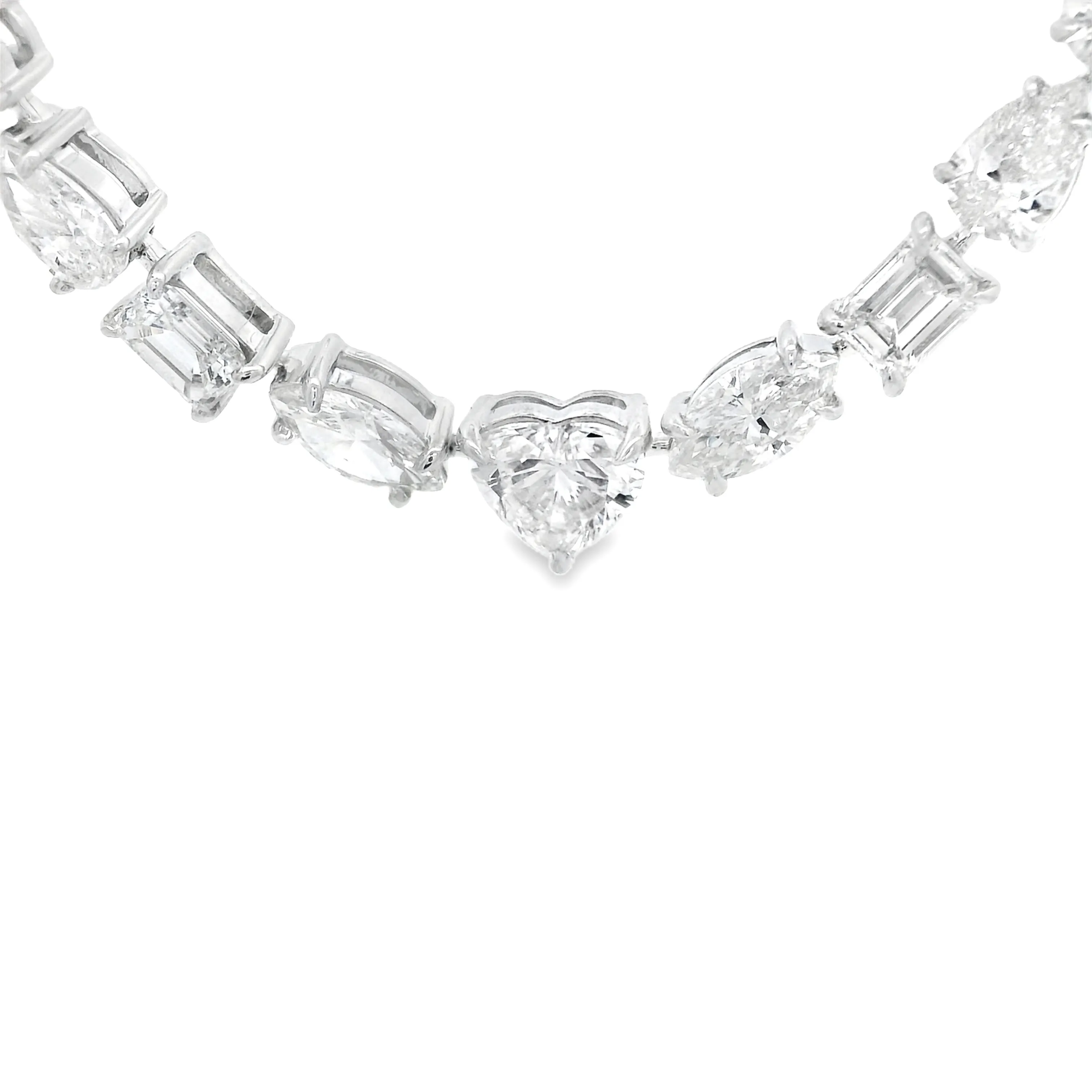 6.76ct 18k White Gold Mixed Shape Diamond Necklace