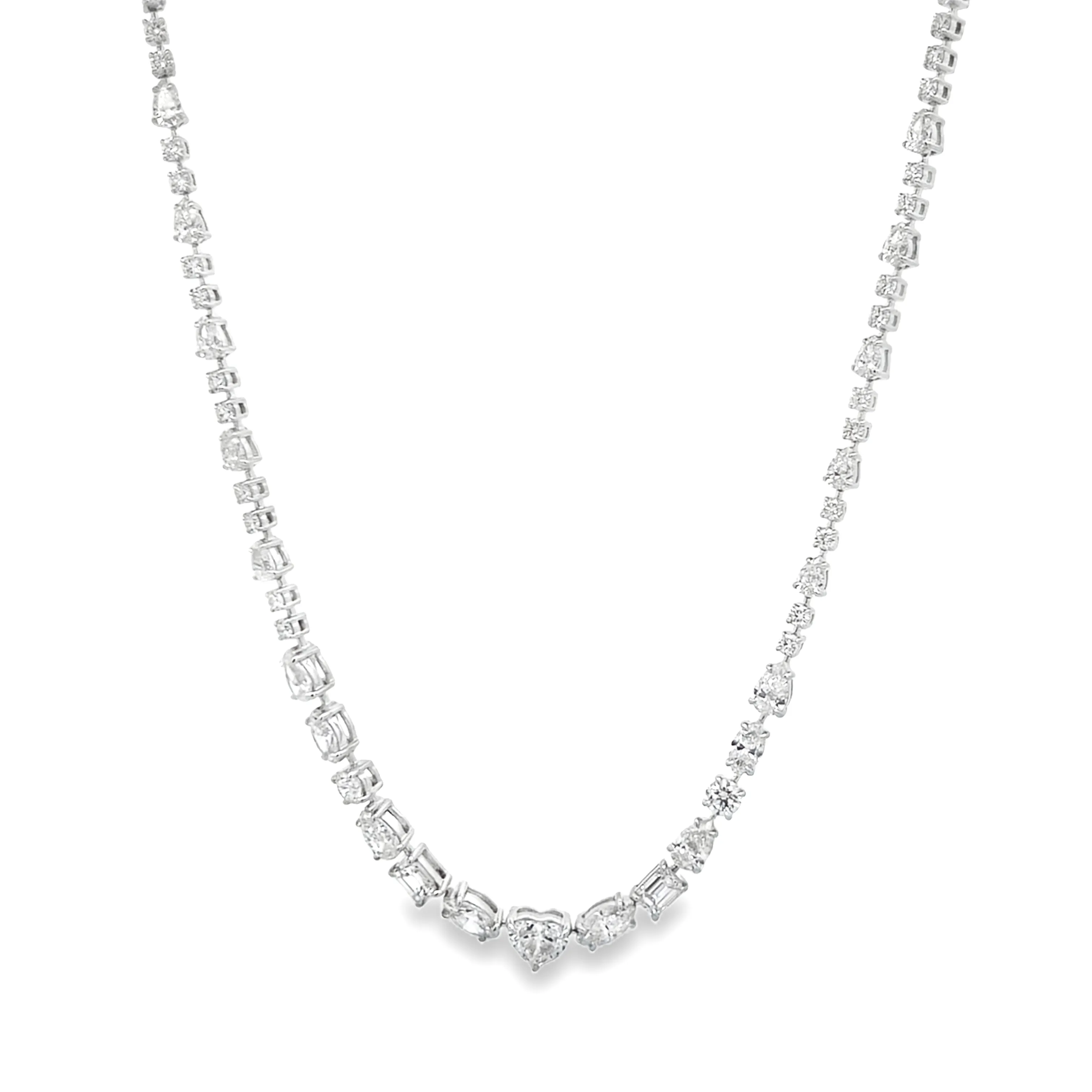 6.76ct 18k White Gold Mixed Shape Diamond Necklace