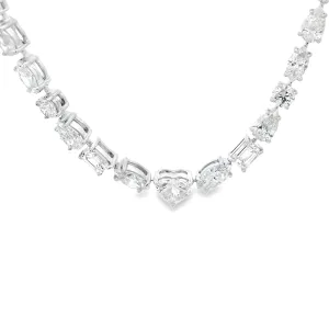 6.76ct 18k White Gold Mixed Shape Diamond Necklace