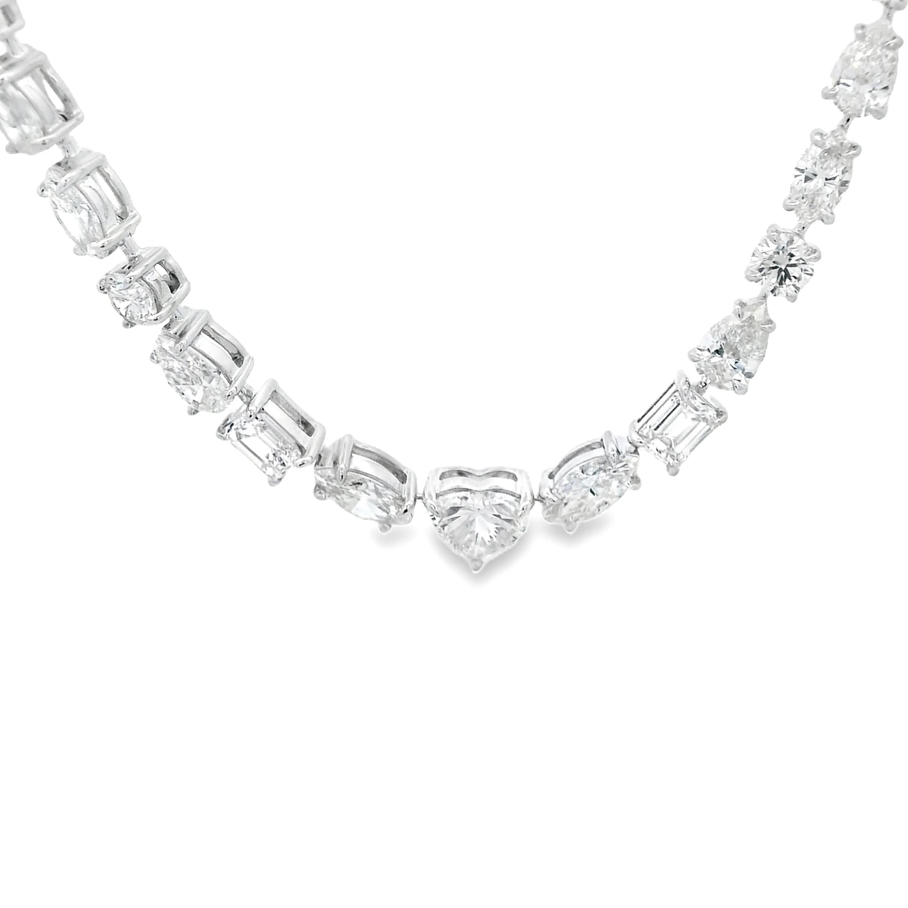 6.76ct 18k White Gold Mixed Shape Diamond Necklace