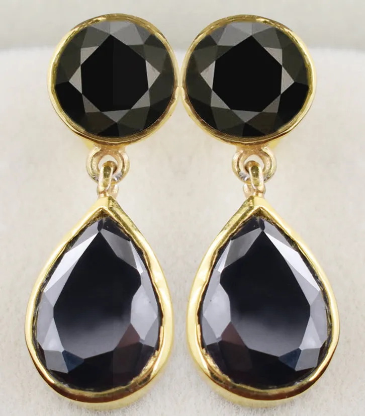7 Carat Black Diamond Earrings Dangler Style In Sterling Silver, Stunning Collection with Great Sparkle