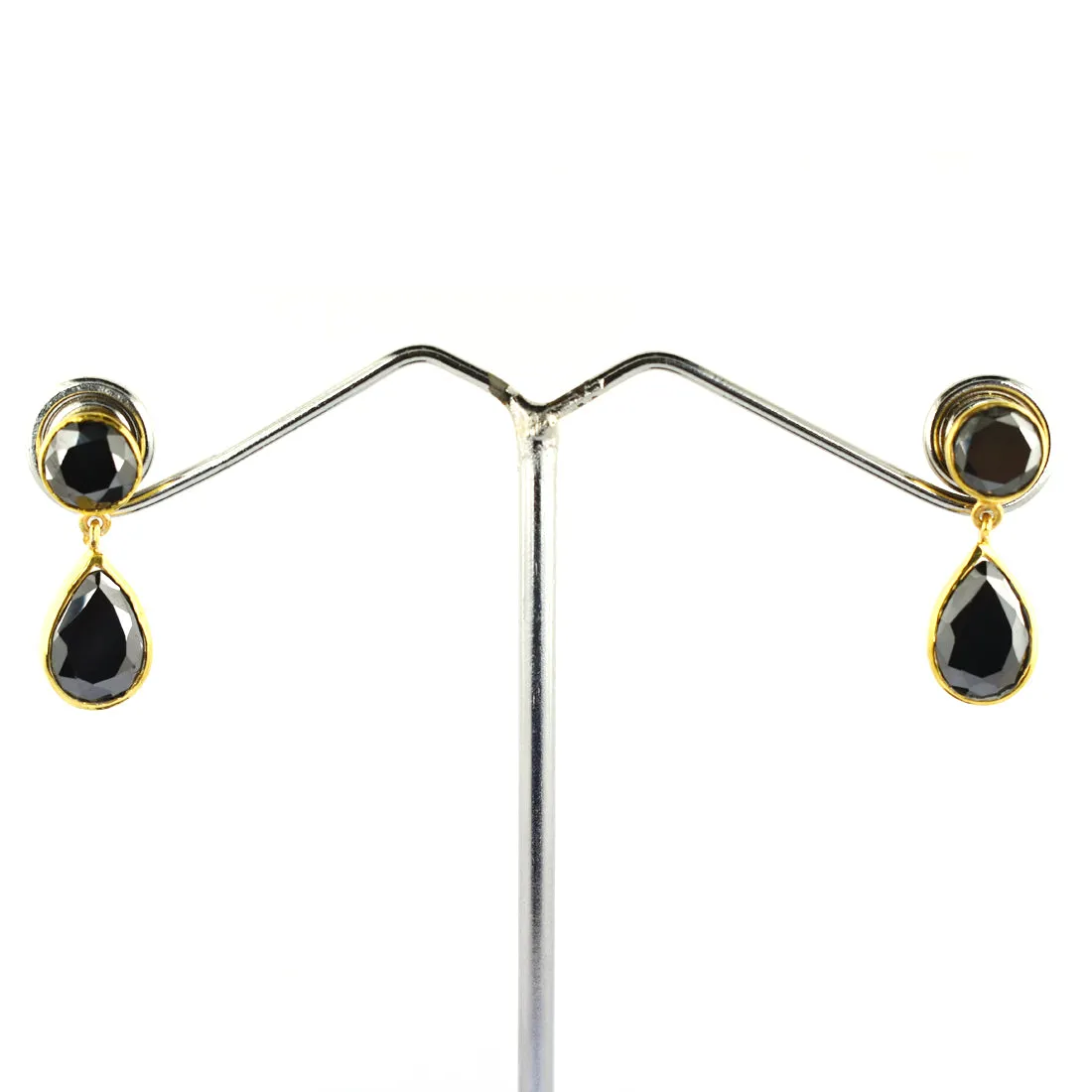 7 Carat Black Diamond Earrings Dangler Style In Sterling Silver, Stunning Collection with Great Sparkle