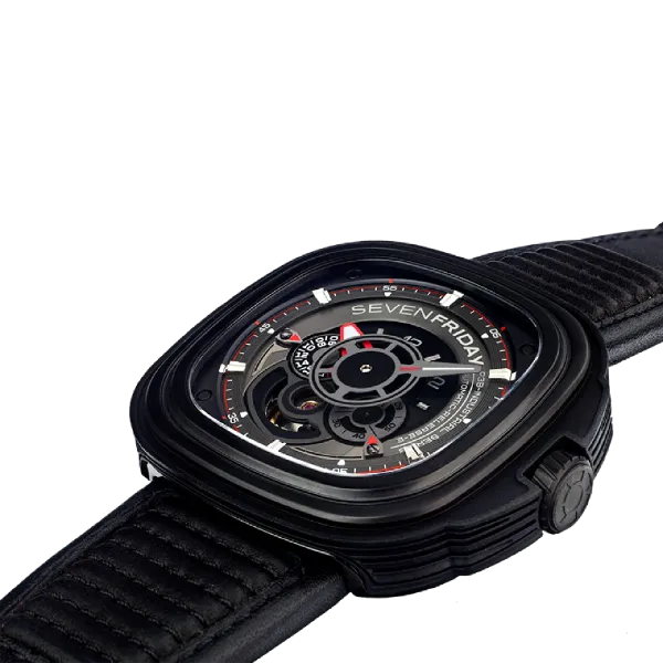 7Friday Black Leather Strap Black Dial Automatic Watch for Gents - P3B/01-G283