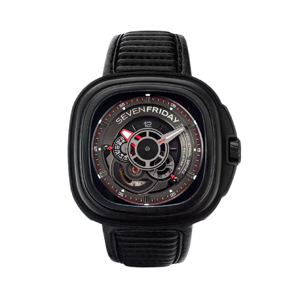 7Friday Black Leather Strap Black Dial Automatic Watch for Gents - P3B/01-G283