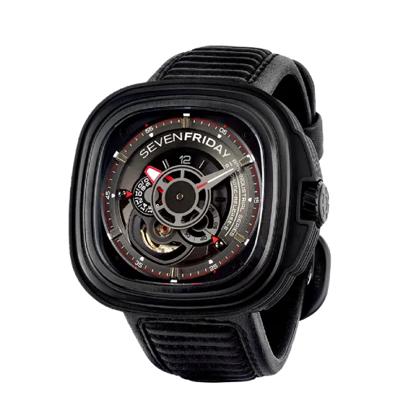 7Friday Black Leather Strap Black Dial Automatic Watch for Gents - P3B/01-G283