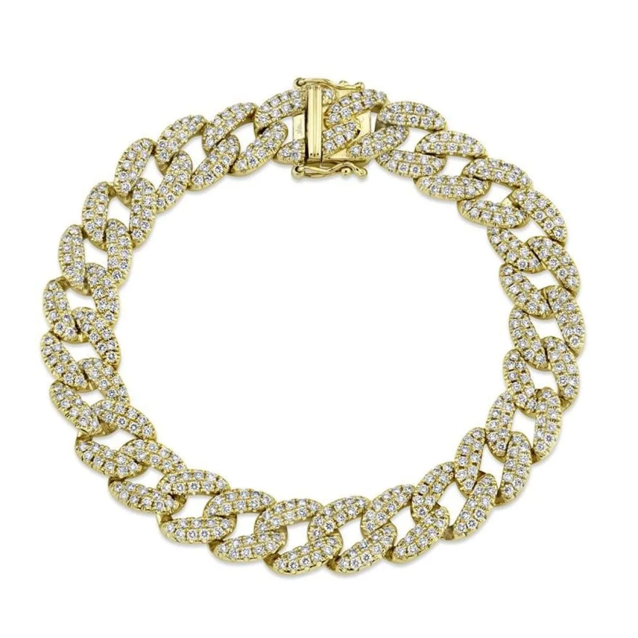 8.33Ct 14K Yellow Gold Diamond Pave Chain Bracelet