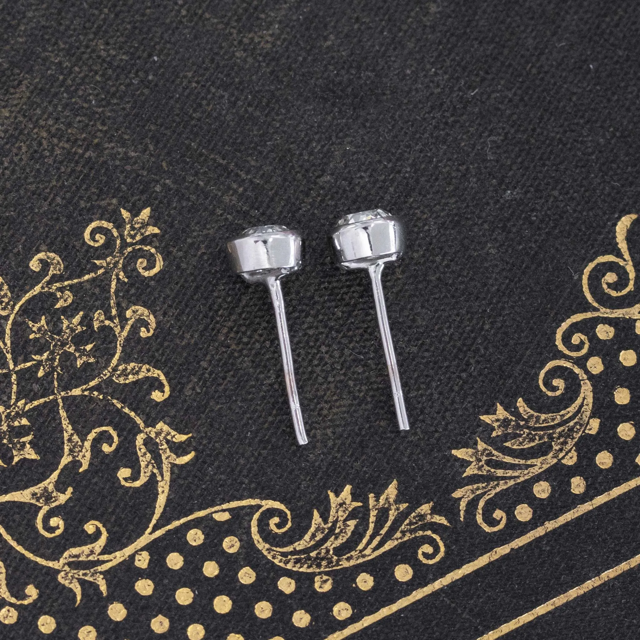 .91ctw Old European Cut Diamond Bezel Stud Earrings