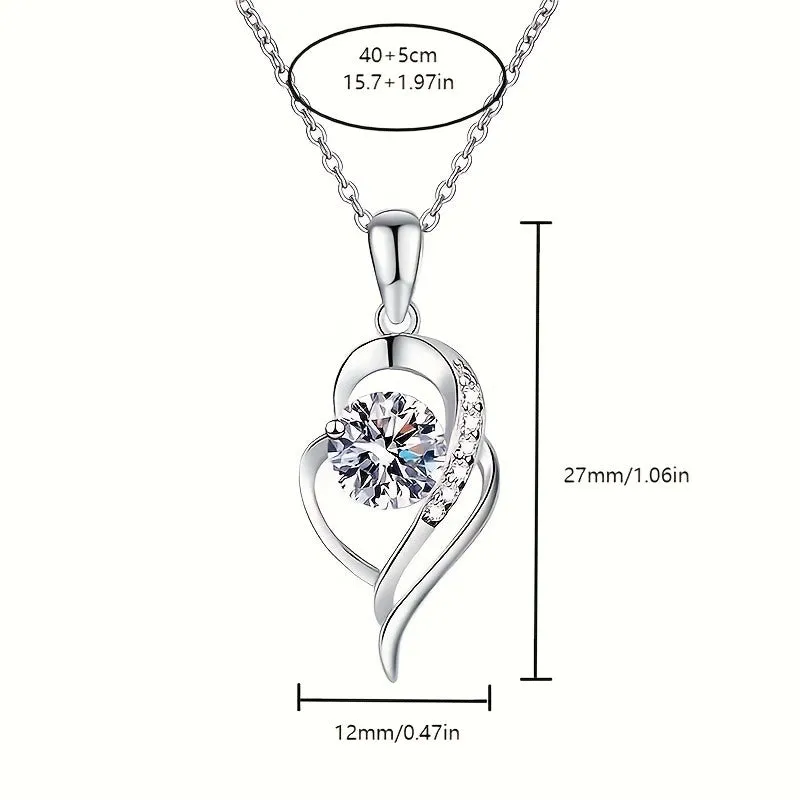 925 Silver Heart Necklace for Wife, Girlfriend - Birthday Anniversary Gift