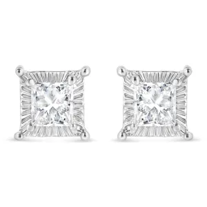 .925 Sterling Silver 1/2 Cttw Princess-cut Diamond Stud Earring (I-J Color, I2-I3 Clarity)