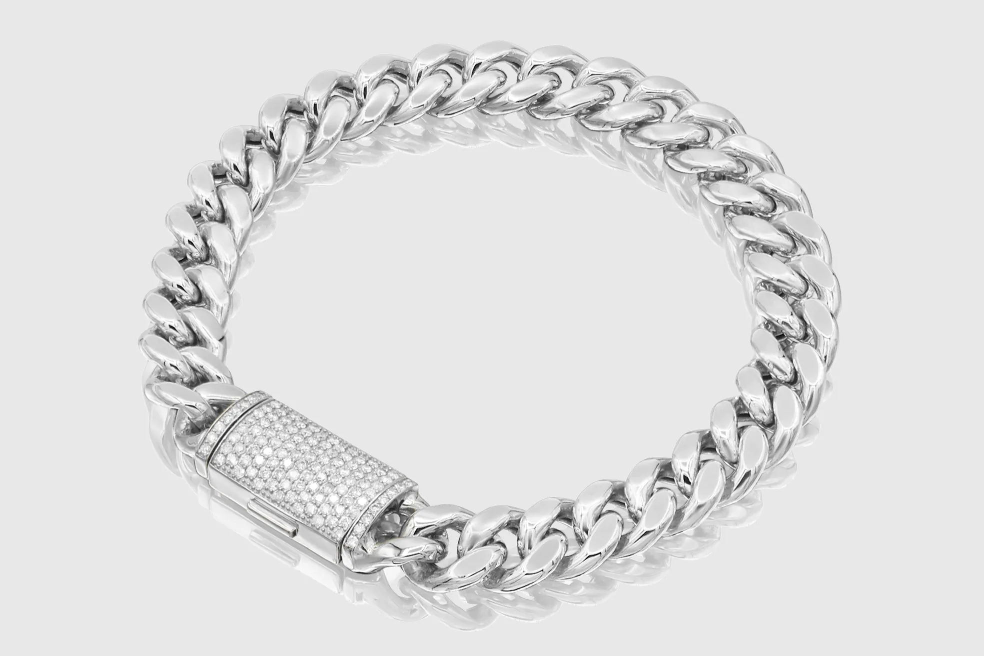 9.5mm Hollow Miami Cuban Gold Diamond Lock Bracelet