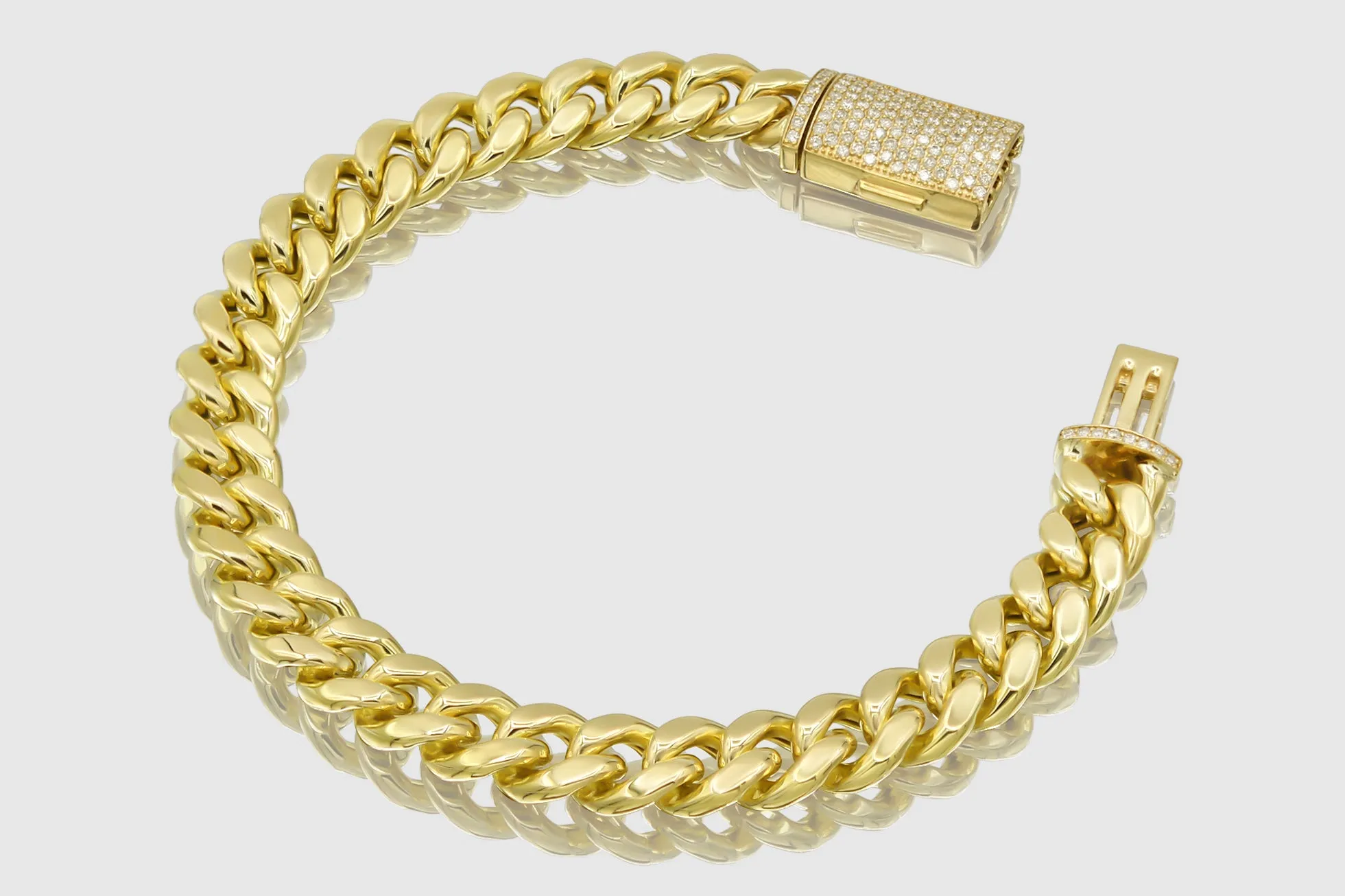 9.5mm Hollow Miami Cuban Gold Diamond Lock Bracelet