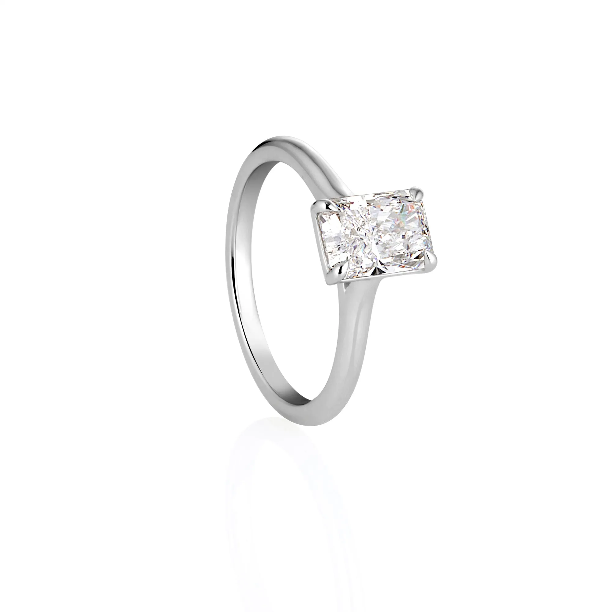 9ct White Gold Radiant Cut Lab Grown Diamond Solitaire Engagement Ring TDW= 0.74ct
