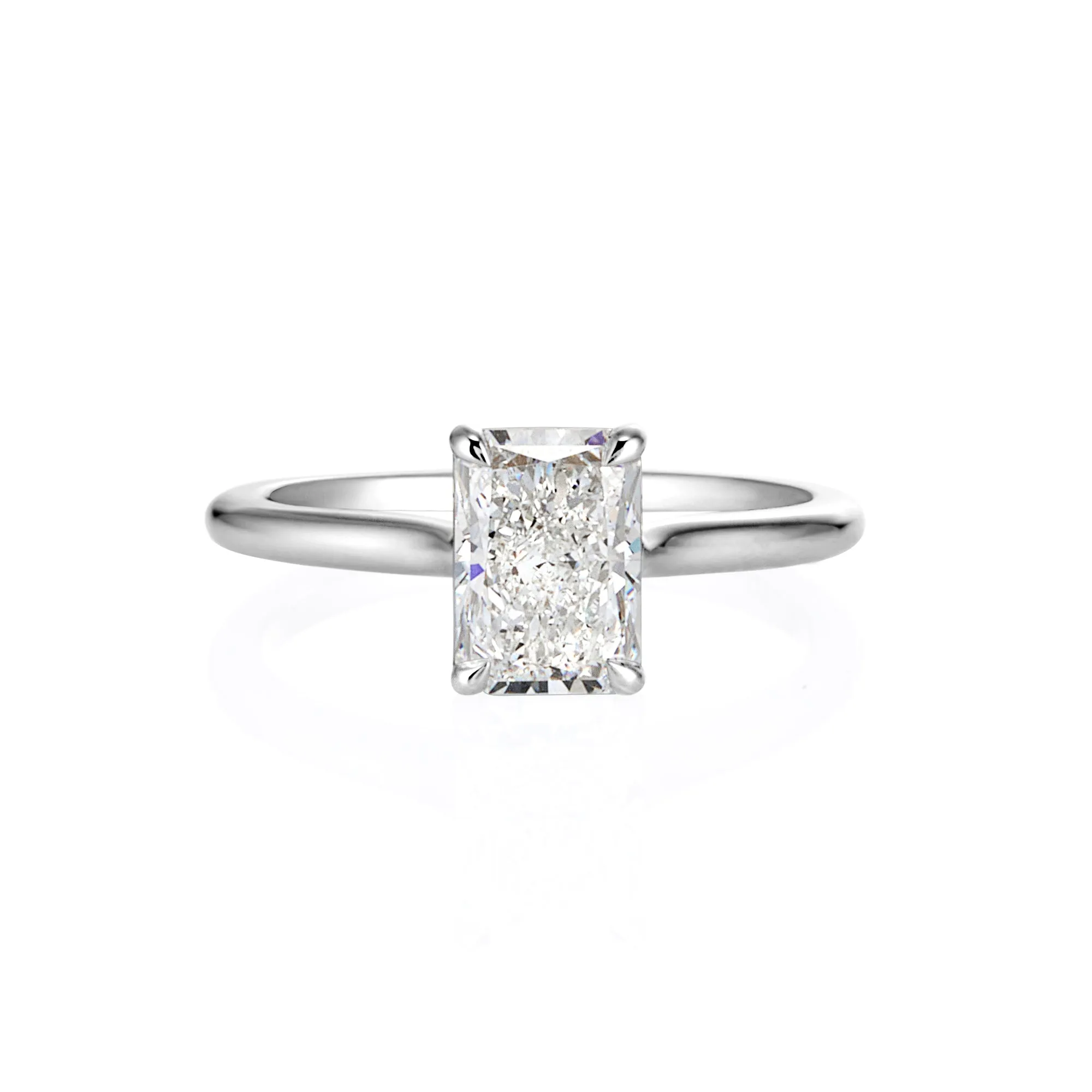 9ct White Gold Radiant Cut Lab Grown Diamond Solitaire Engagement Ring TDW= 0.74ct