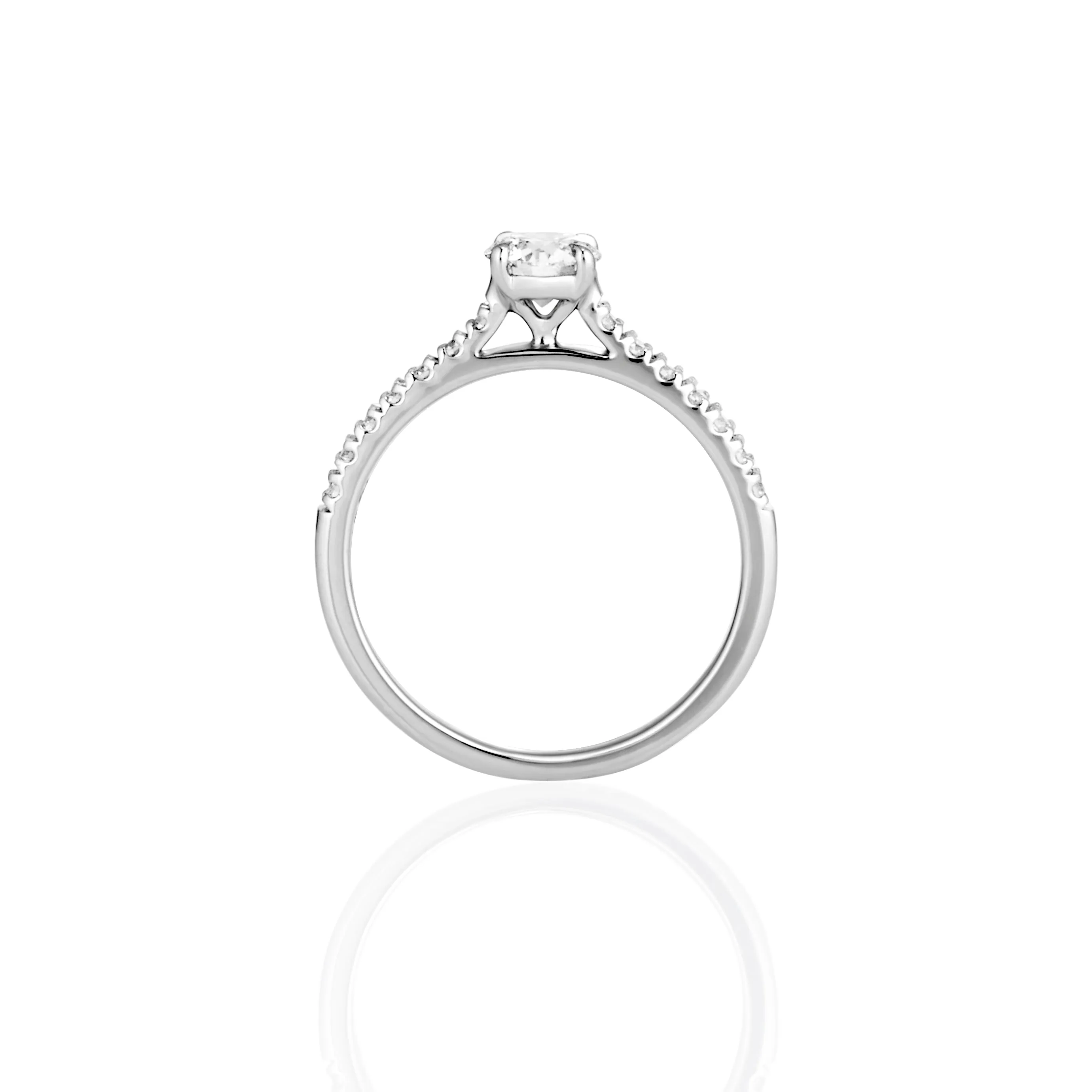 9ct White Gold Round Brilliant Lab Grown Diamond Engagement Ring with Shoulder Stones TDW= 0.74ct