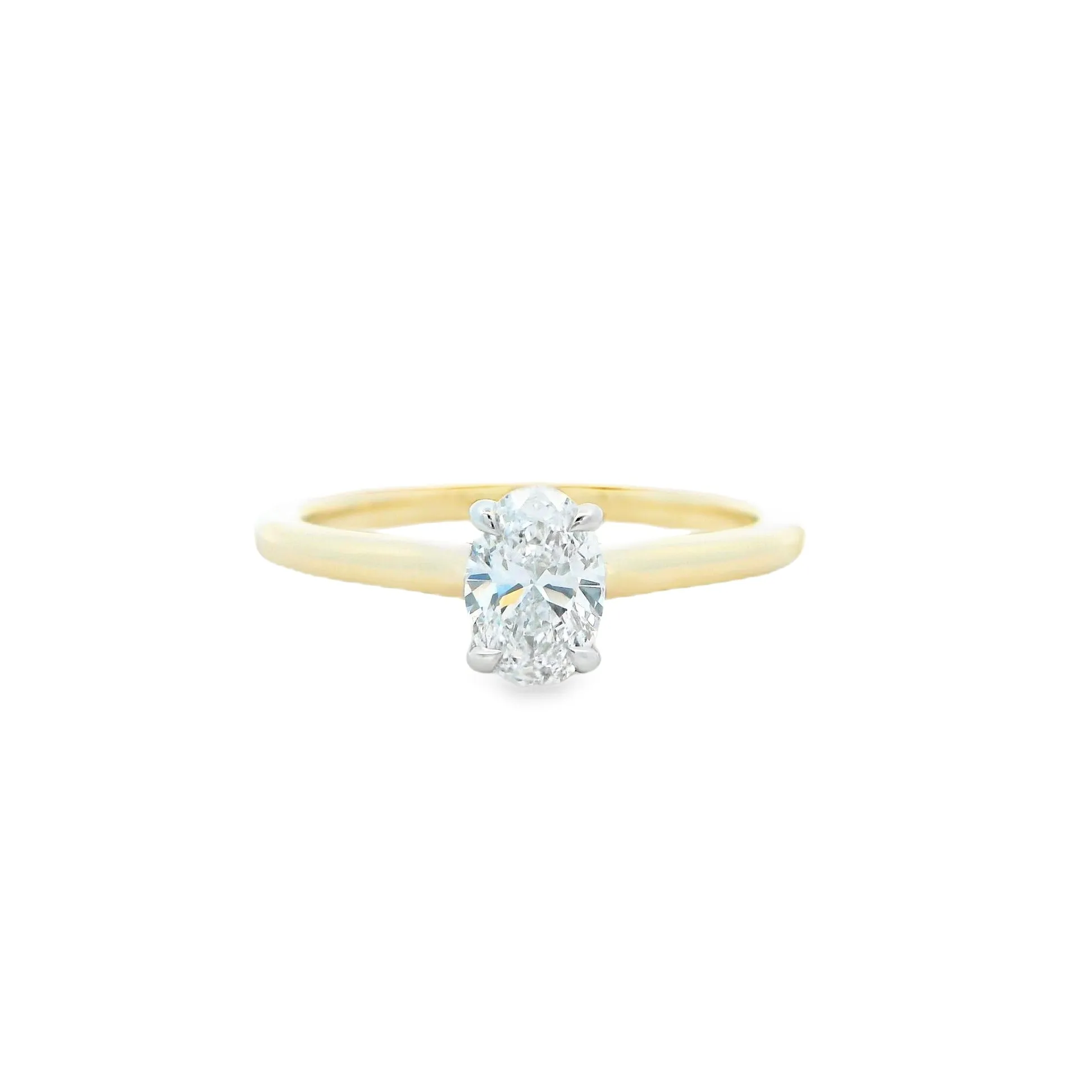 9ct Yellow & White Gold Oval Cut Lab Grown Diamond Eagle Claw Solitaire Ring TDW= 0.50ct