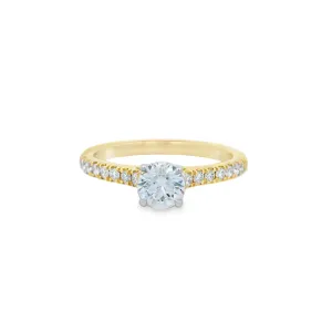 9ct Yellow & White Gold Round Brilliant Lab Grown Diamond Engagement Ring with Shoulder Stones TDW= 0.70ct
