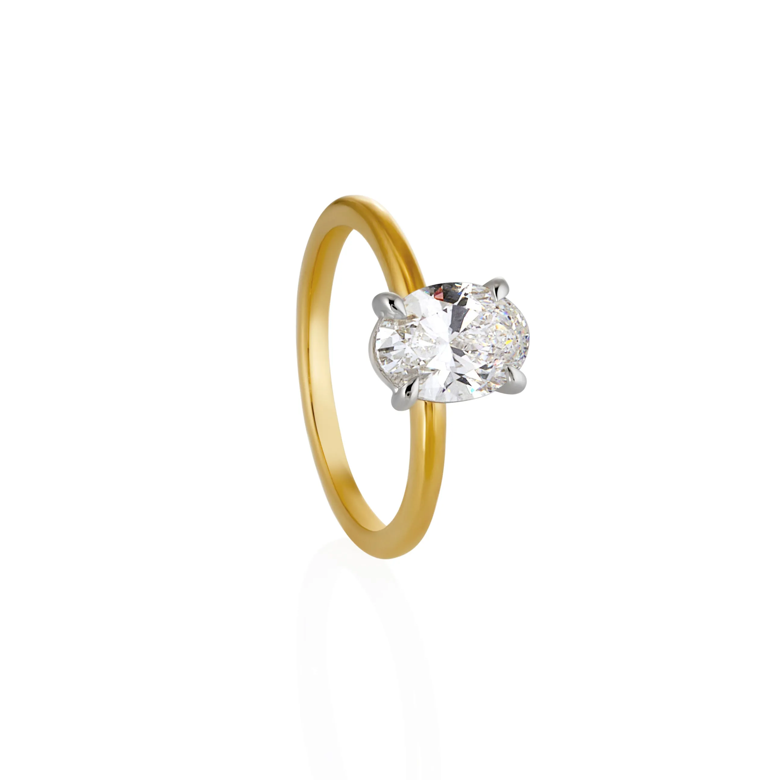 9ct Yellow and White Gold Oval Lab Grown Diamond Solitare Ring TDW= 0.50ct