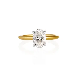 9ct Yellow and White Gold Oval Lab Grown Diamond Solitare Ring TDW= 0.50ct