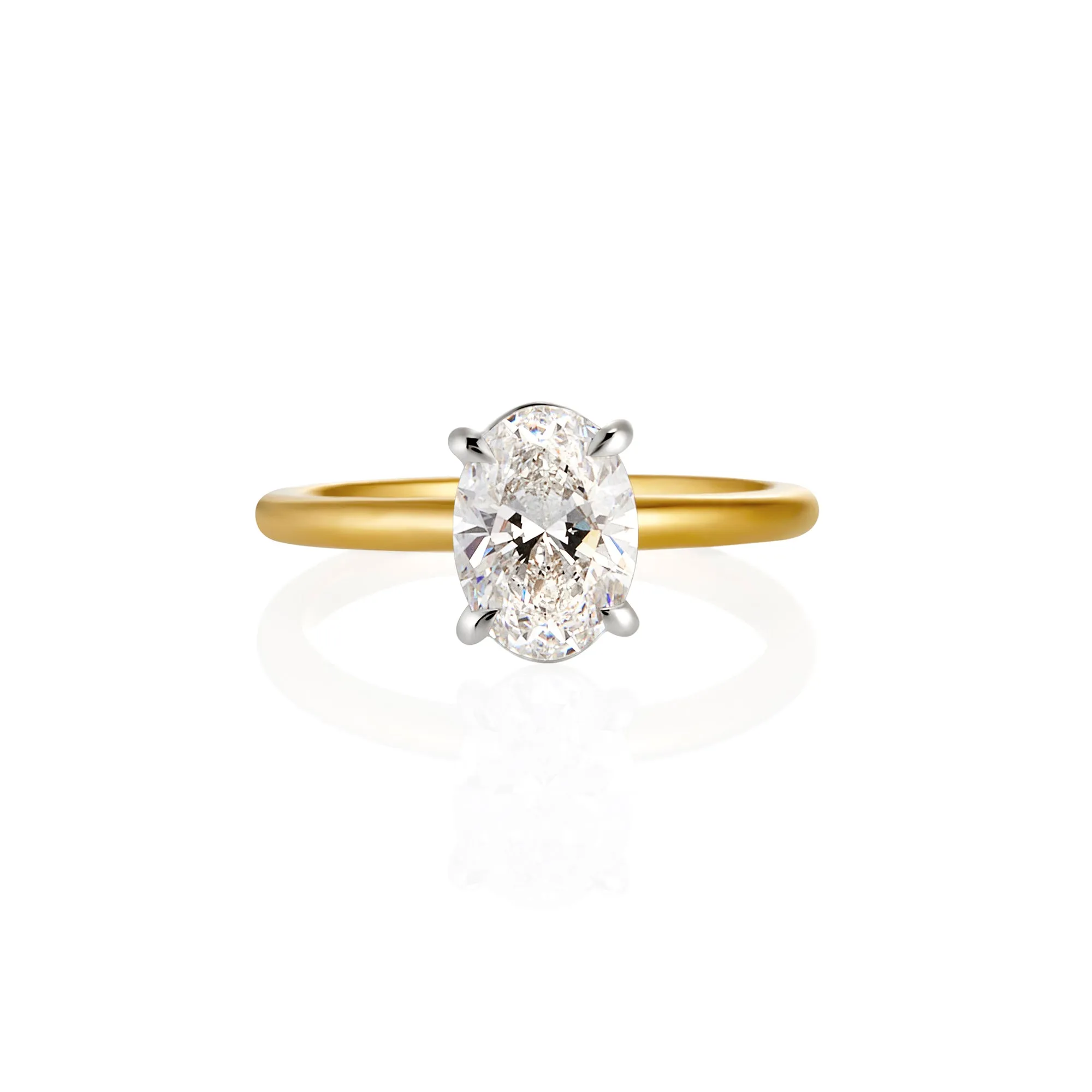 9ct Yellow and White Gold Oval Lab Grown Diamond Solitare Ring TDW= 0.50ct