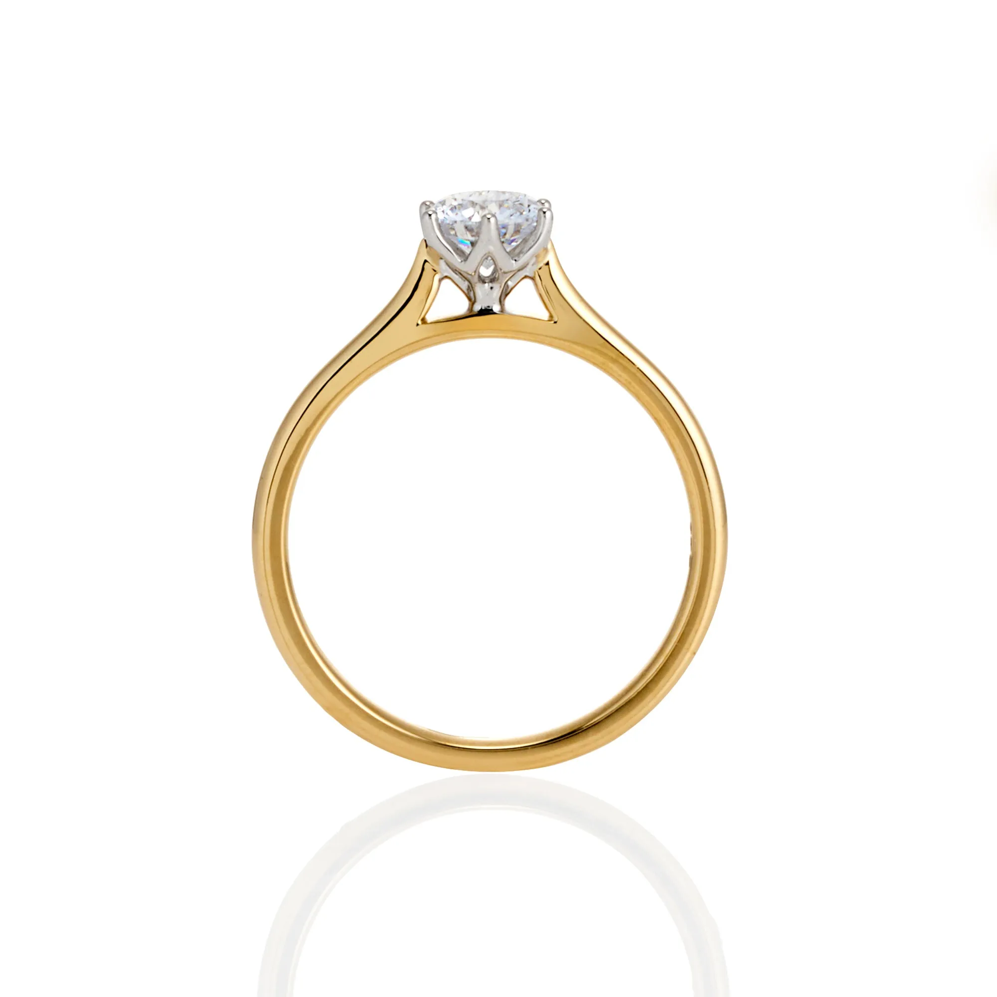 9ct Yellow and White Gold Round Brilliant Lab Grown Diamond Solitaire Engagement Ring TDW= 0.50ct