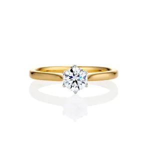 9ct Yellow and White Gold Round Brilliant Lab Grown Diamond Solitaire Engagement Ring TDW= 0.50ct