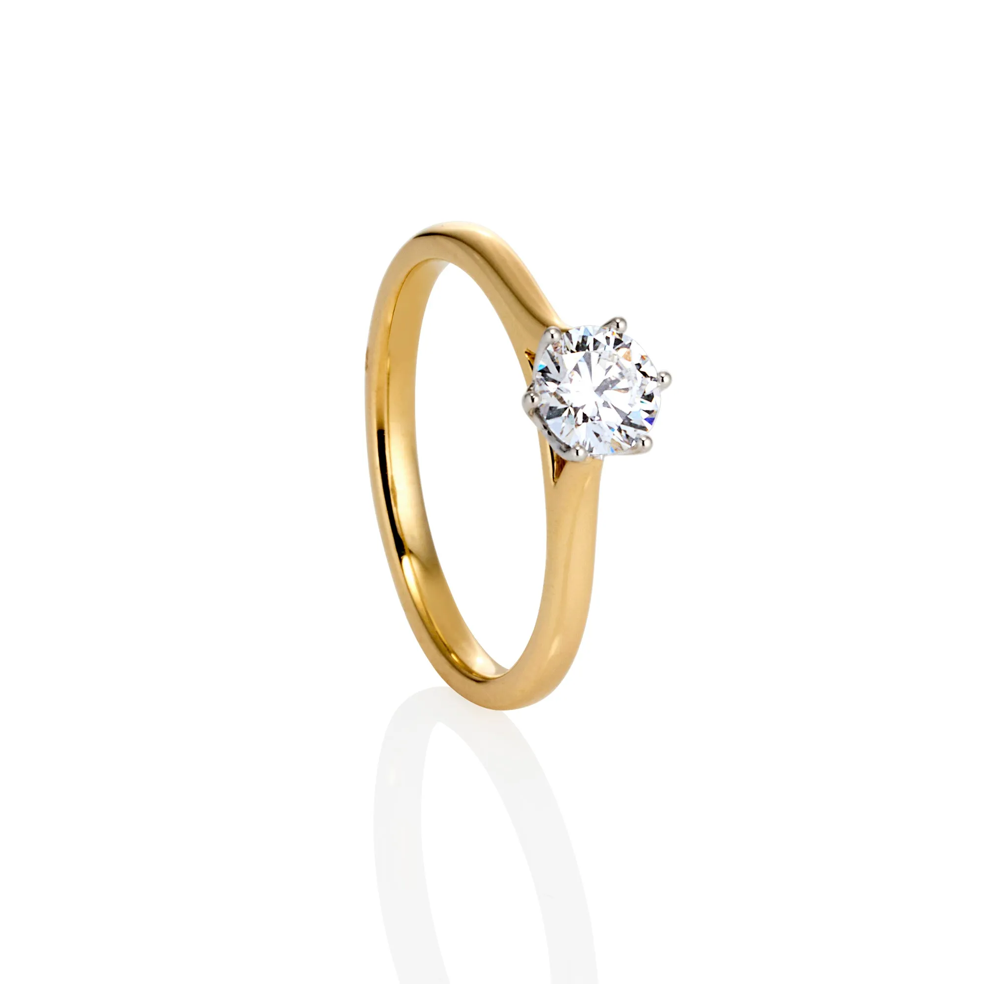 9ct Yellow and White Gold Round Brilliant Lab Grown Diamond Solitaire Engagement Ring TDW= 0.50ct