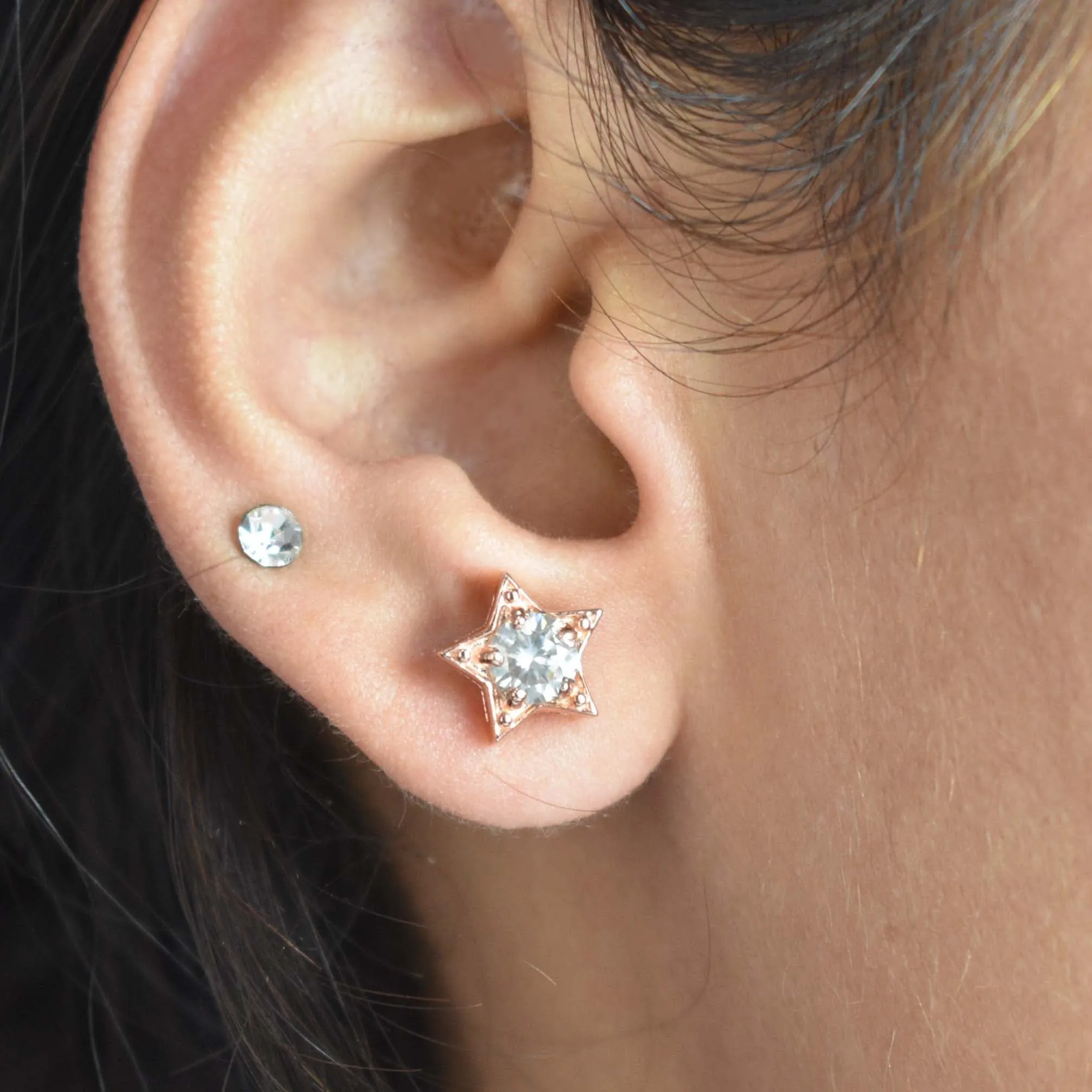AAA Certified 1.00 Ct, Beautiful Off-White Diamond Solitaire Studs in Star Design ! Amazing Collection & Great Shine