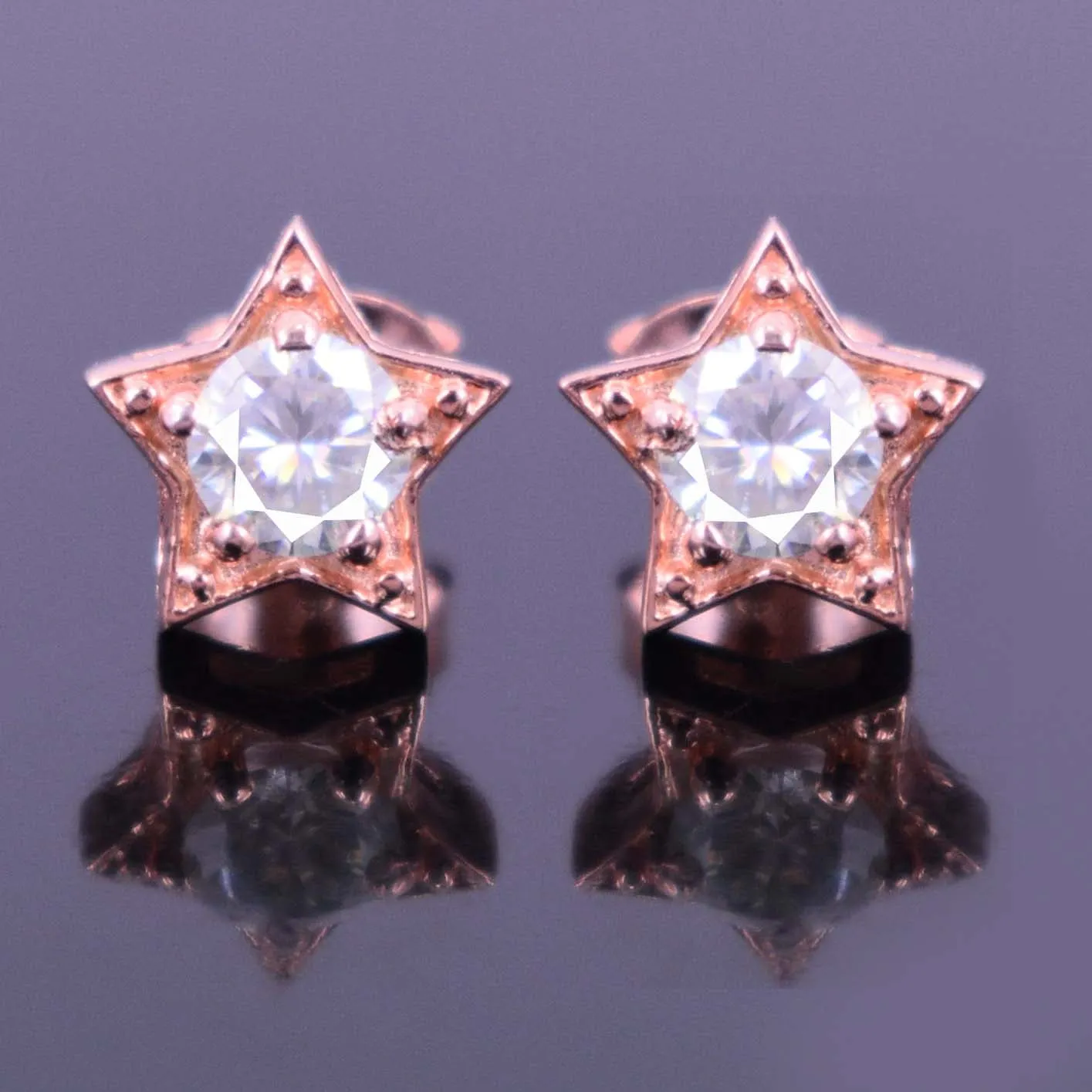 AAA Certified 1.00 Ct, Beautiful Off-White Diamond Solitaire Studs in Star Design ! Amazing Collection & Great Shine