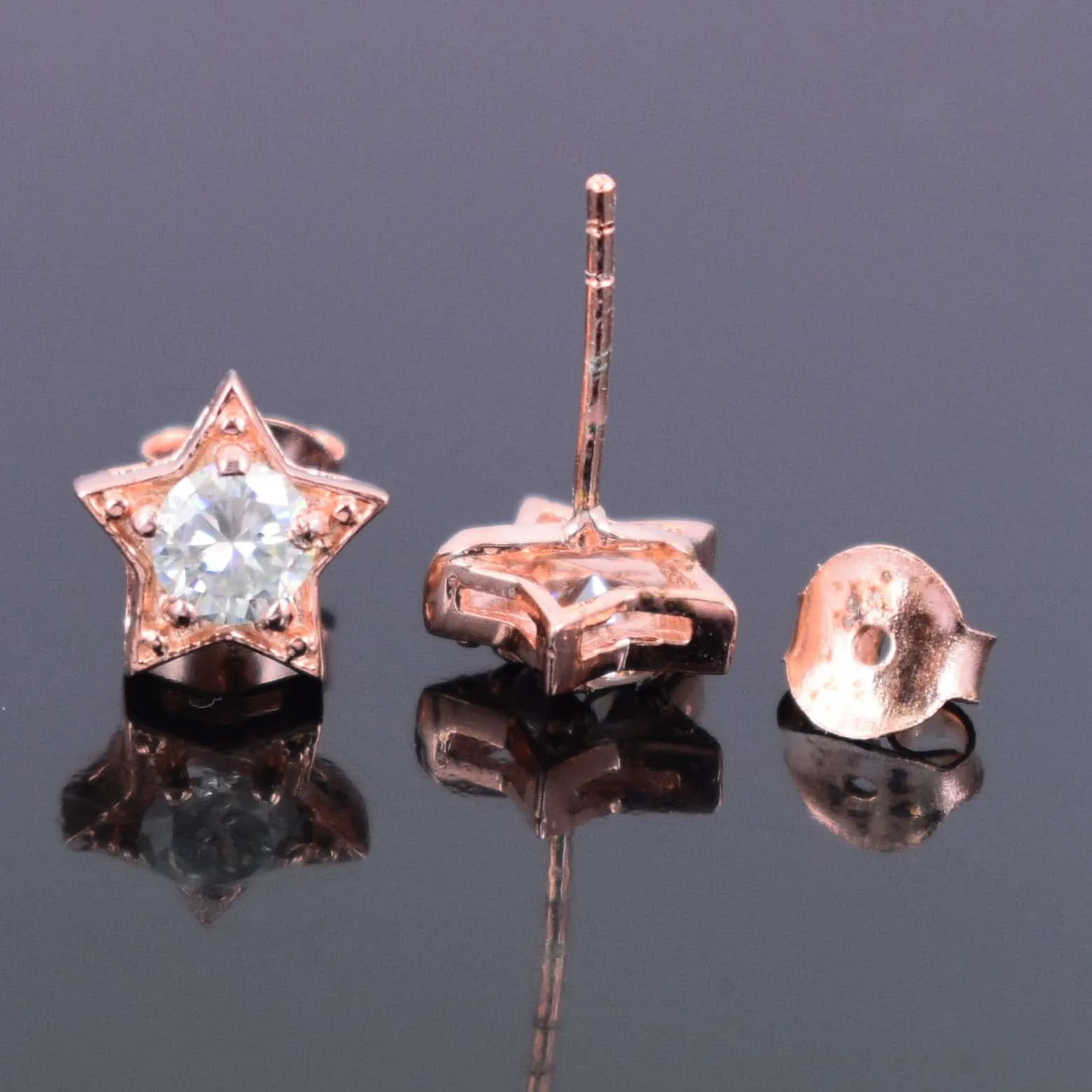 AAA Certified 1.00 Ct, Beautiful Off-White Diamond Solitaire Studs in Star Design ! Amazing Collection & Great Shine