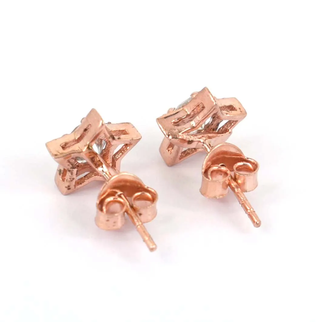 AAA Certified 1.00 Ct, Beautiful Off-White Diamond Solitaire Studs in Star Design ! Amazing Collection & Great Shine