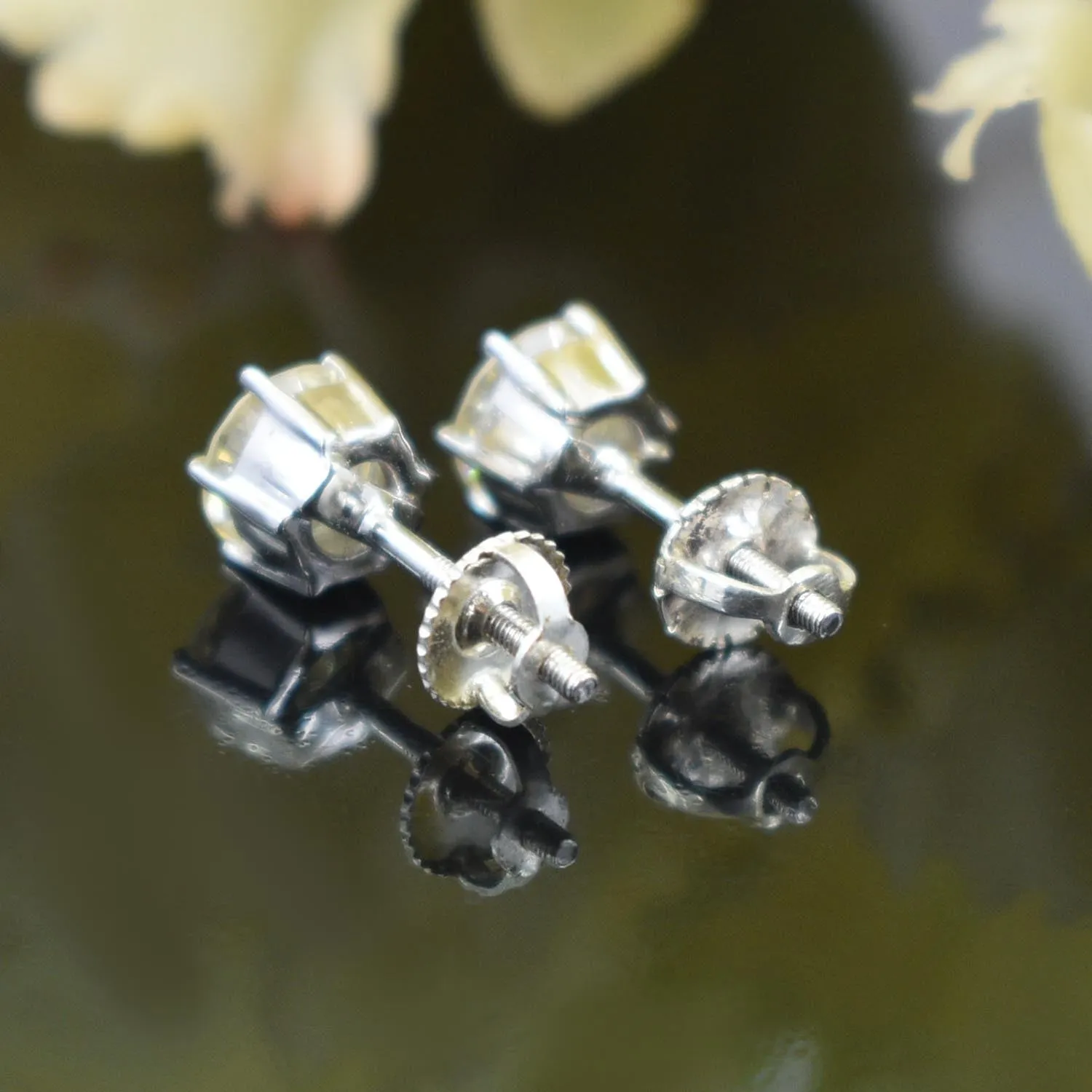 AAA Certified 4 Ct, Amazing Off-White Diamond Solitaire Studs in 925 Silver! New Latest Collection with Great Sparkle