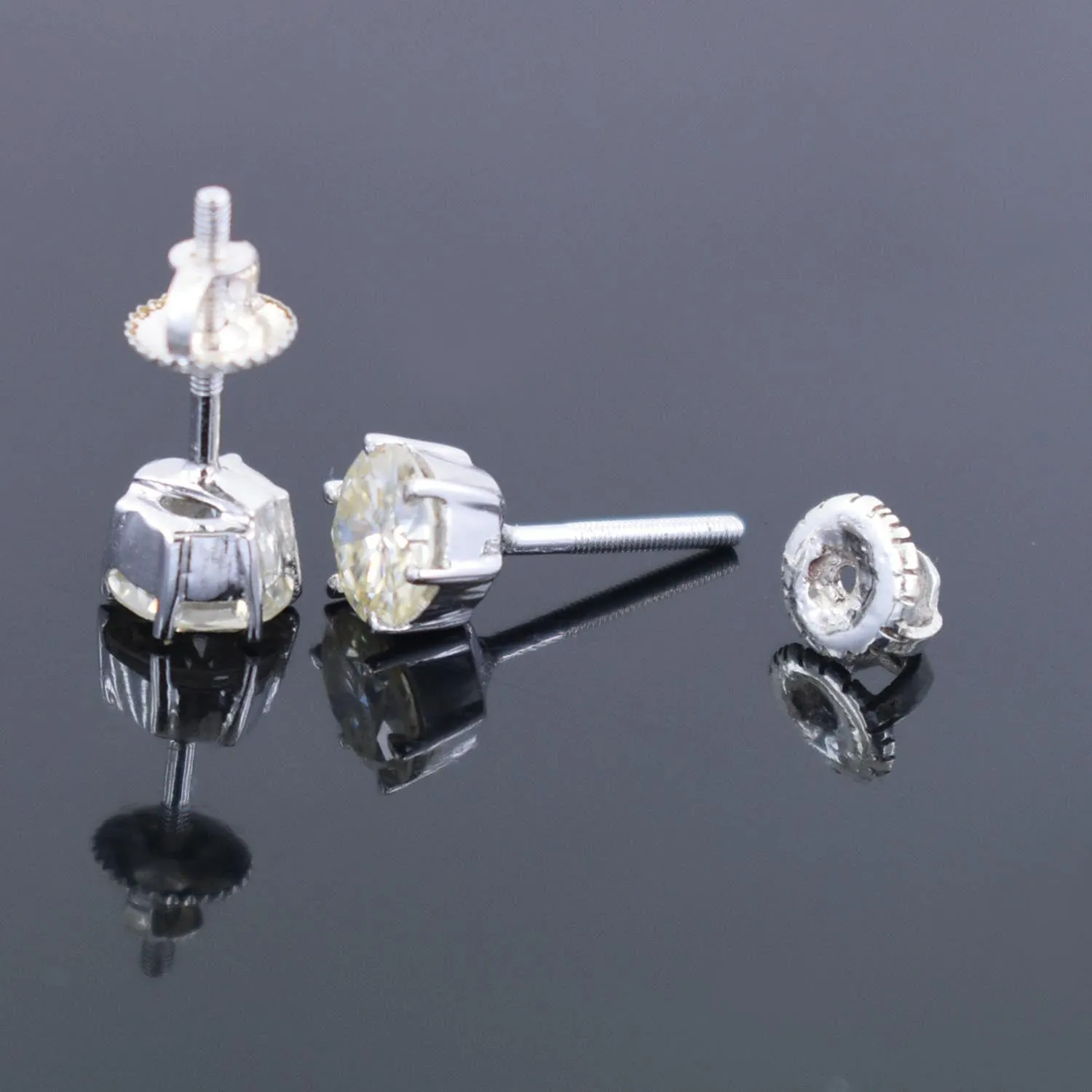 AAA Certified 4 Ct, Amazing Off-White Diamond Solitaire Studs in 925 Silver! New Latest Collection with Great Sparkle