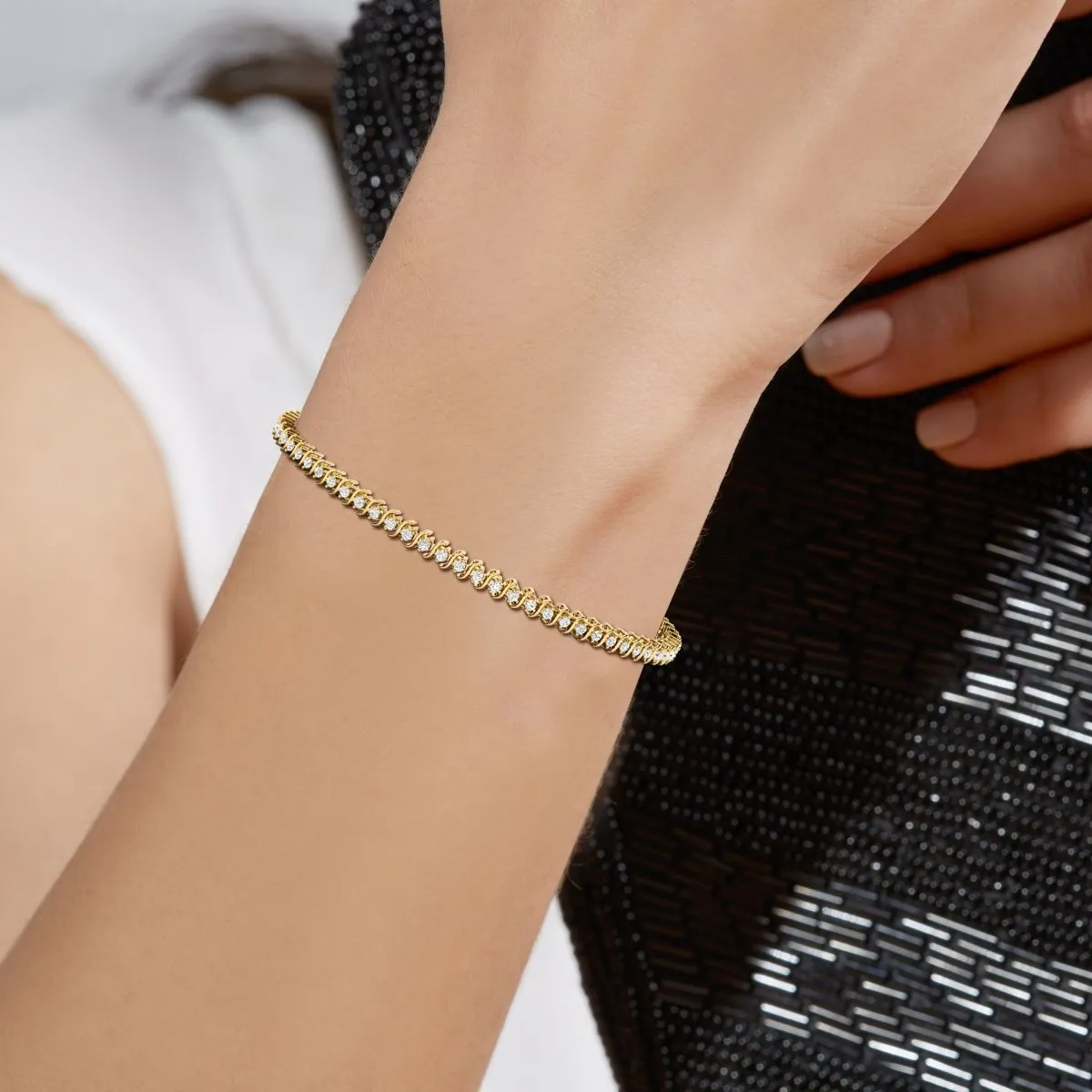 Affordable 1.00CT Round cut Diamond Tennis Bracelet in 14KT Yellow Gold