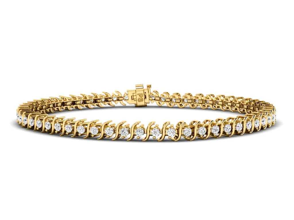 Affordable 1.00CT Round cut Diamond Tennis Bracelet in 14KT Yellow Gold