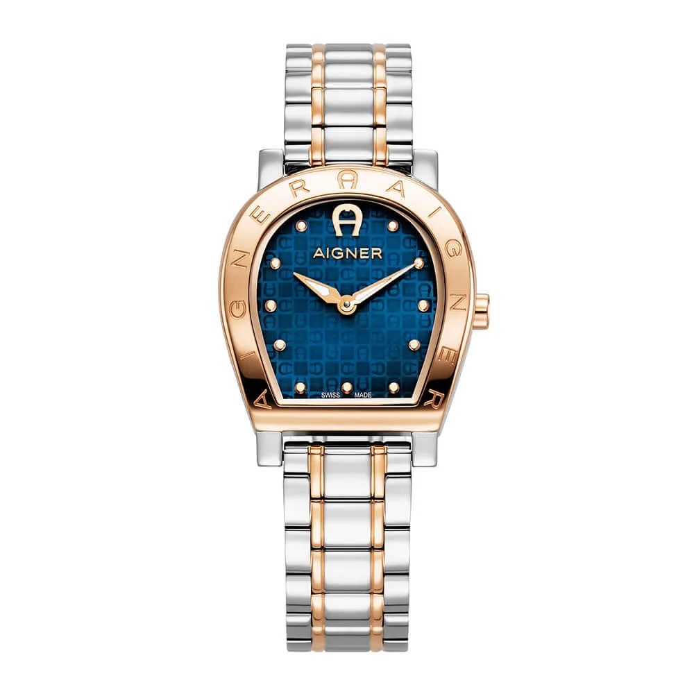 Aigner Daiana Ladies Blue Dial Silver/Rose Gold Stainless Steel Watch