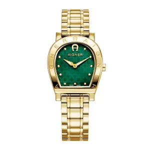 Aigner Daiana Ladies Green Dial Gold Tone Watch