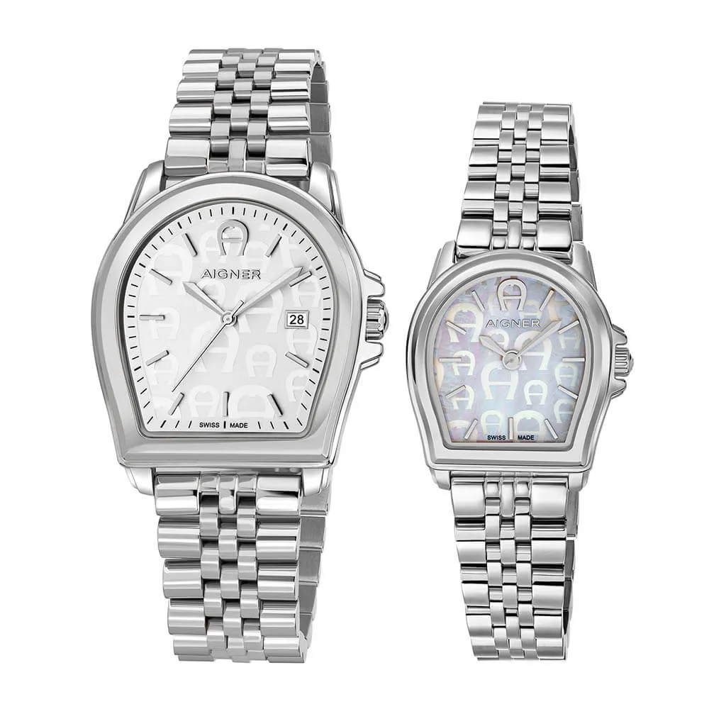 Aigner Verona His & Her Stainless Steel Pair Watch Set