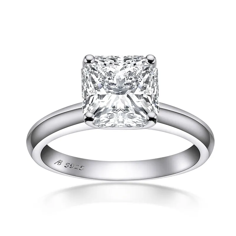 Ainuoshi Princess Created White Diamond Solitaire Ring