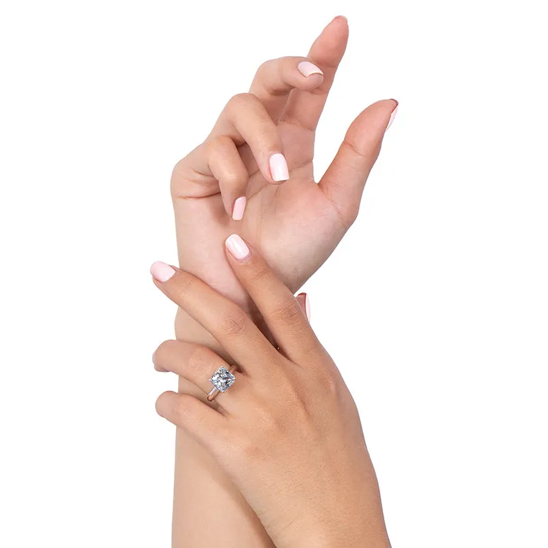 Ainuoshi Princess Created White Diamond Solitaire Ring