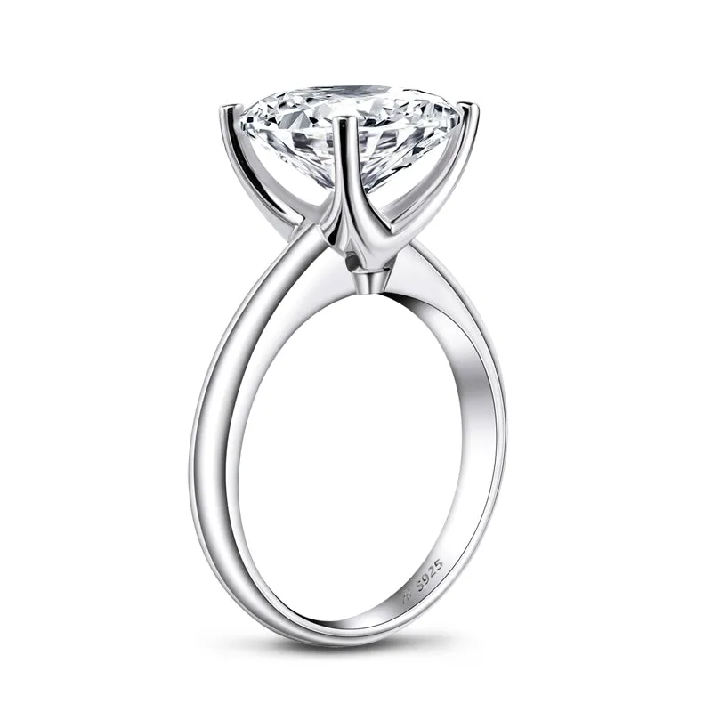 Ainuoshi Princess Created White Diamond Solitaire Ring
