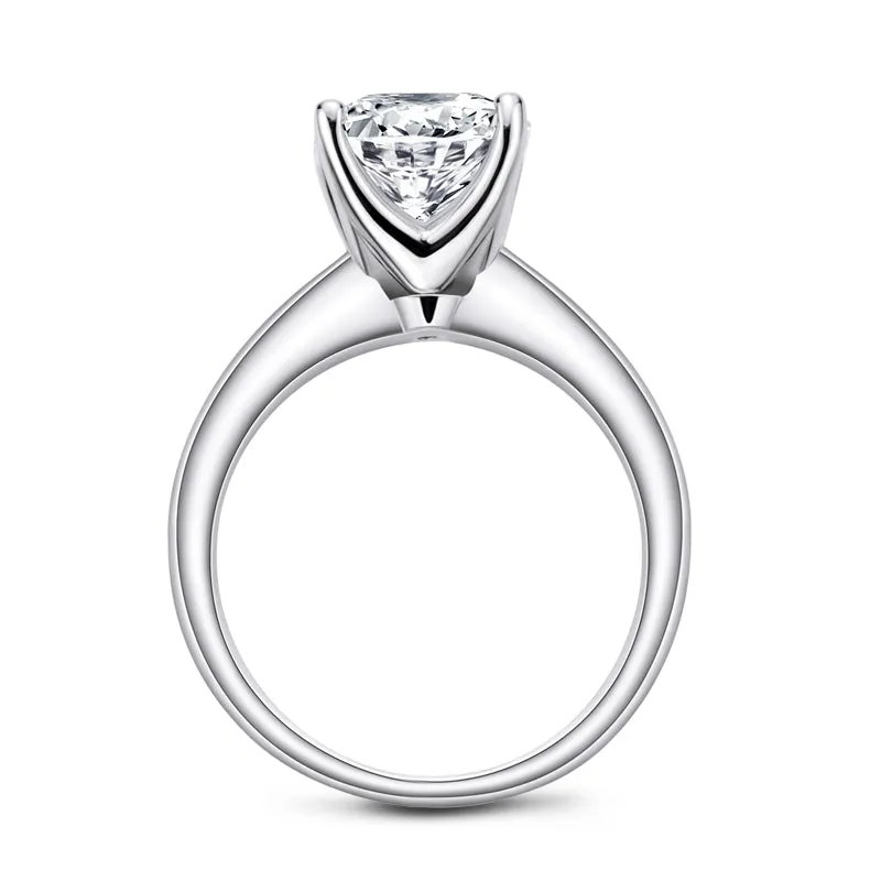 Ainuoshi Princess Created White Diamond Solitaire Ring