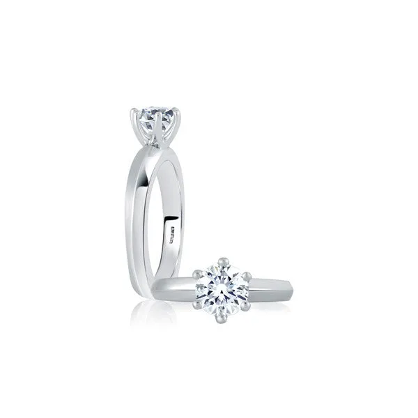 A.JAFFE 18K White Gold Six Prong Solitaire Engagement Ring MES391/100