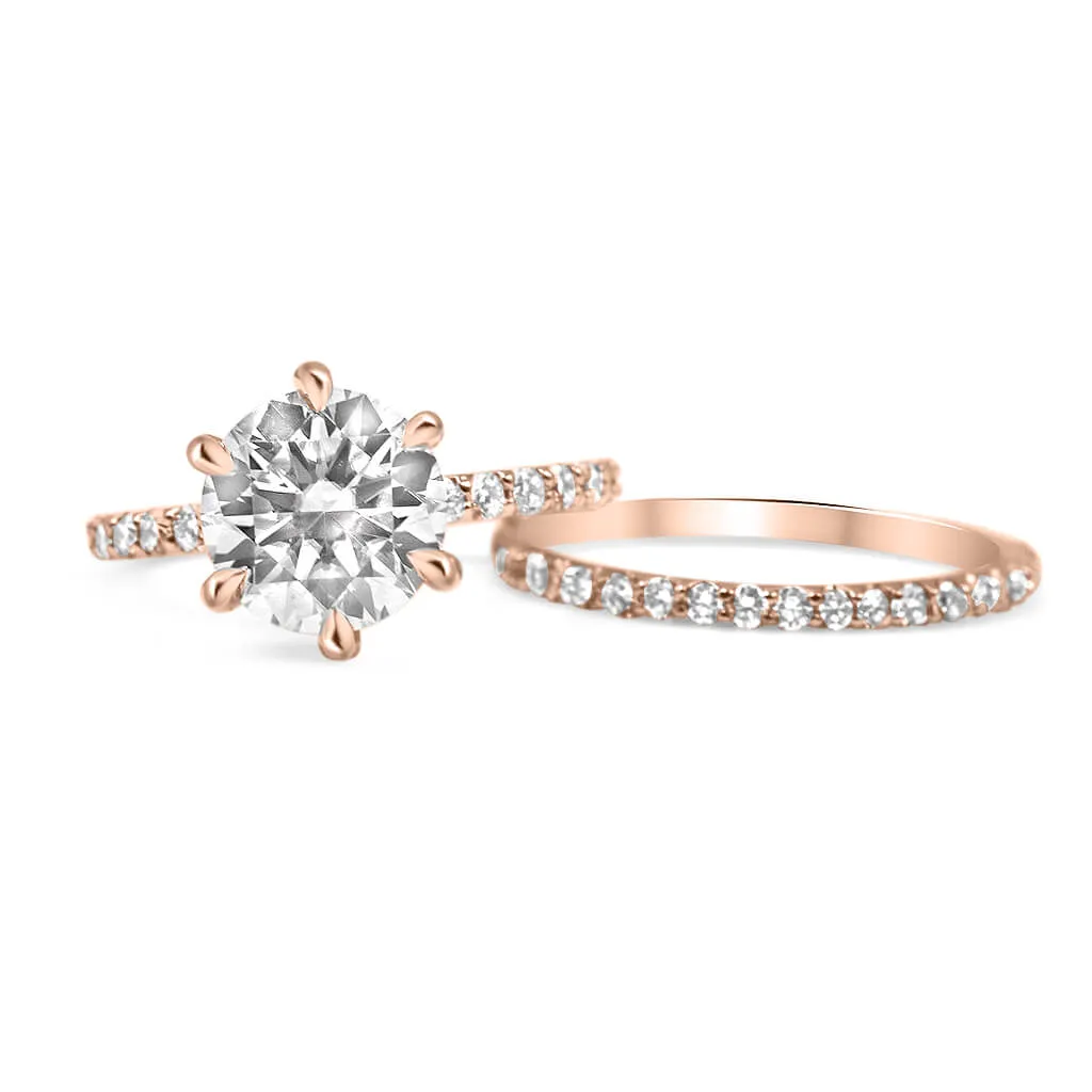 Ally | Round Moissanite Engagement Ring Set
