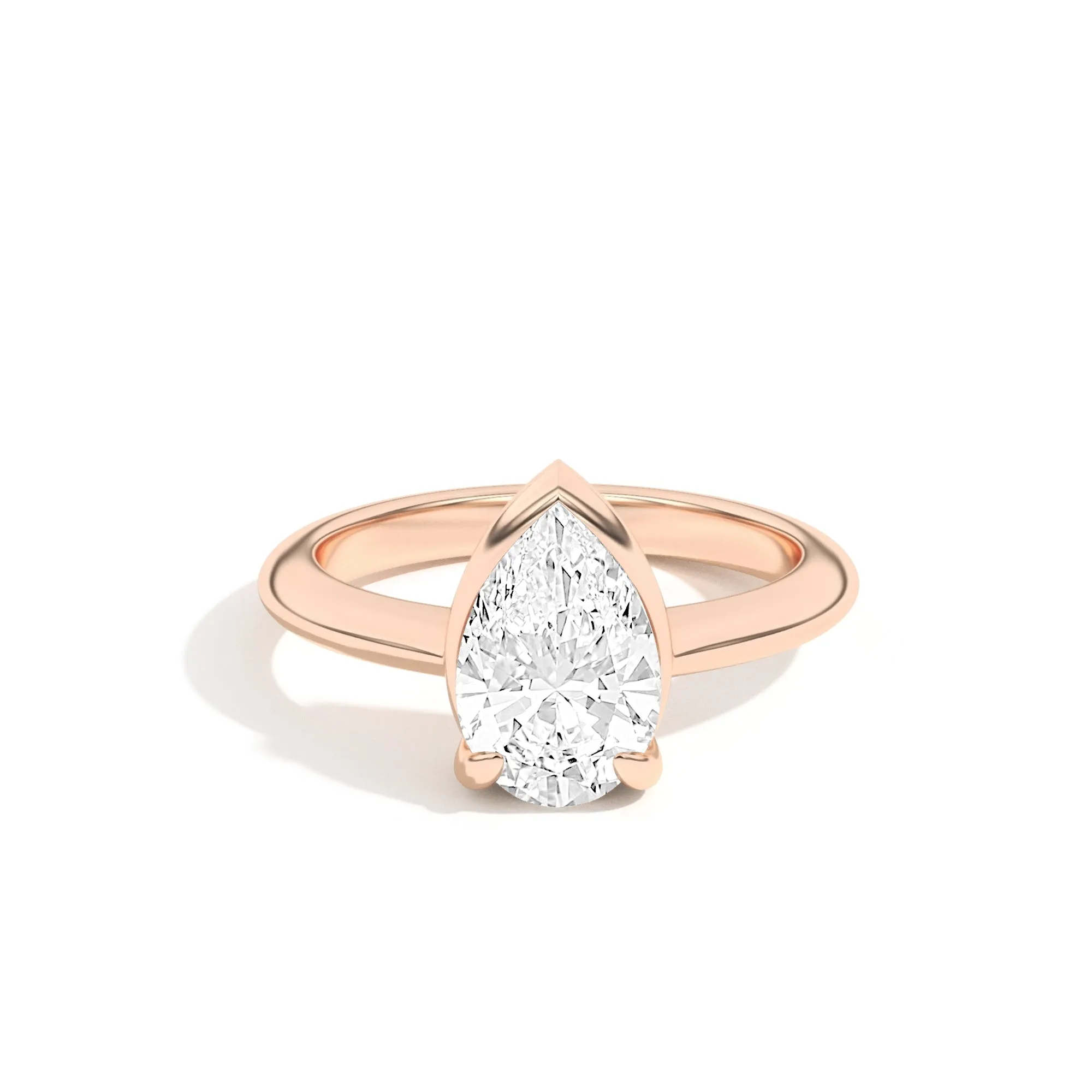Ando Pear Sloping Semi-Bezel Ring