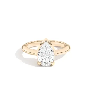 Ando Pear Sloping Semi-Bezel Ring