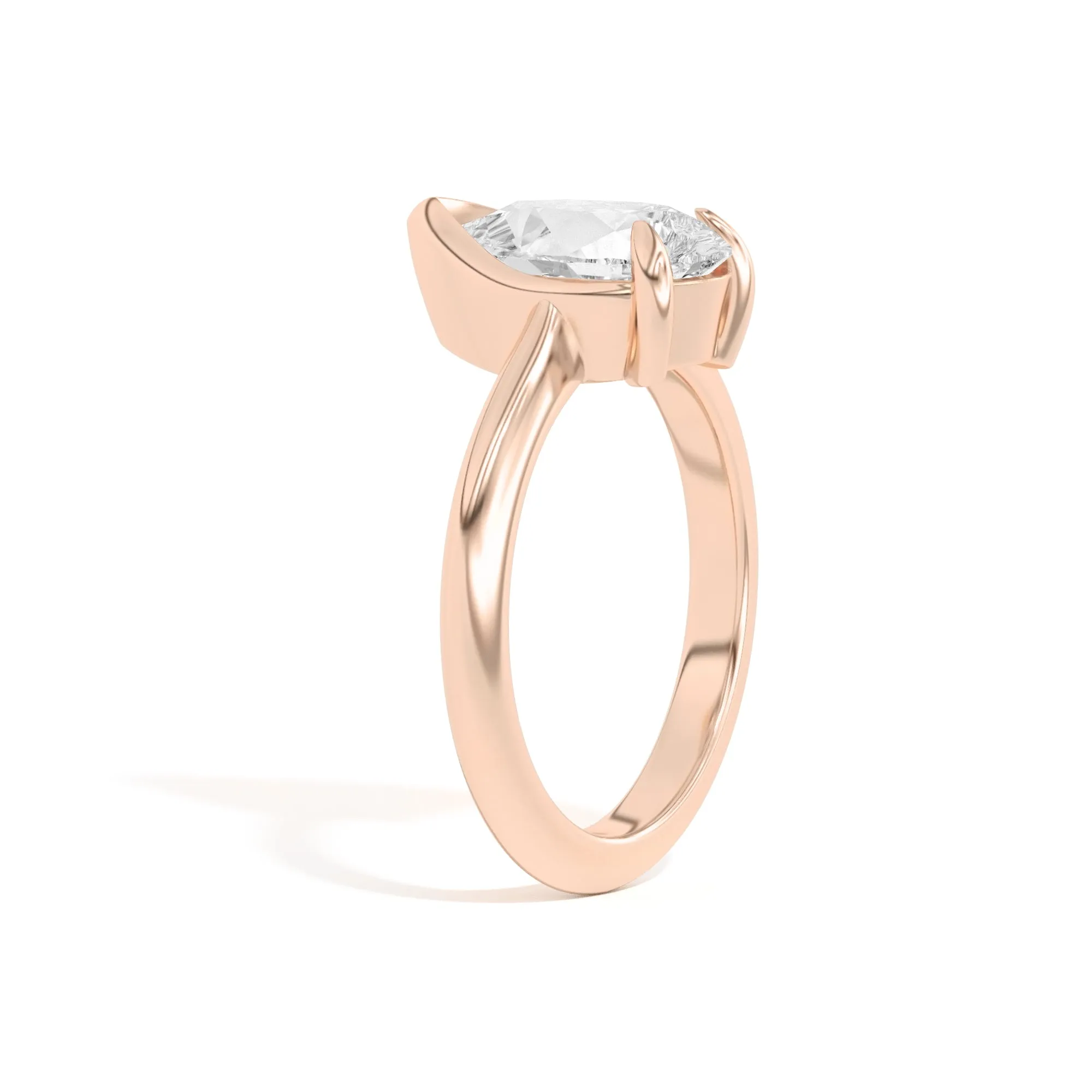 Ando Pear Sloping Semi-Bezel Ring