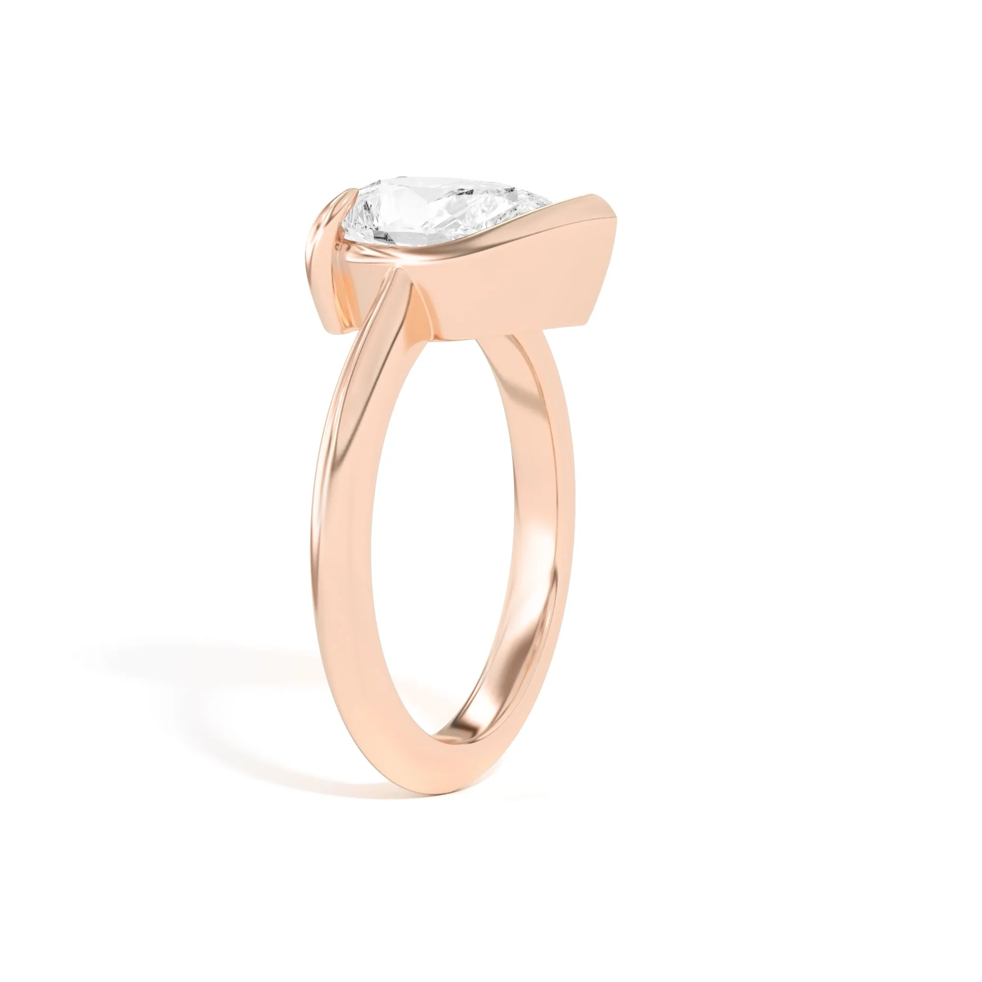 Ando Pear Sloping Semi-Bezel Ring